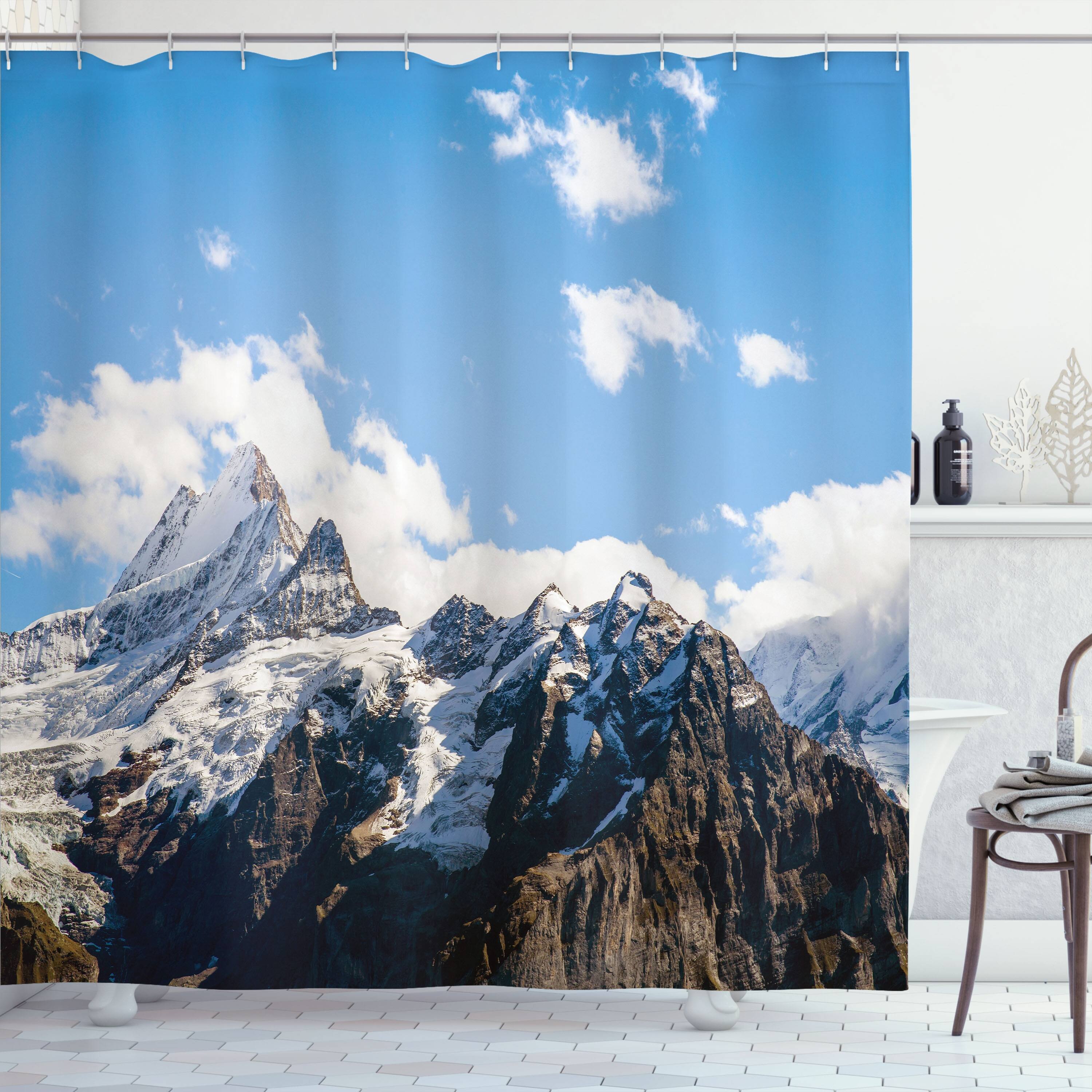 Ambesonne Mountain Shower Curtain, Cloth Fabric Bathroom Decor Set with